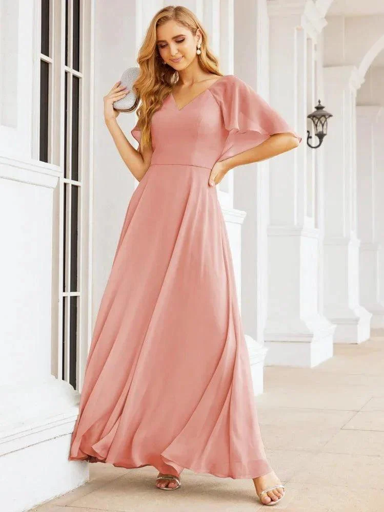 Numbersea Bridesmaid Dresses for Wedding Formal Evening Party Prom Gown with Cape 28050 - Image 16
