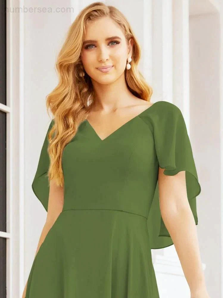 Numbersea Bridesmaid Dresses for Wedding Formal Evening Party Prom Gown with Cape 28050 - Image 21