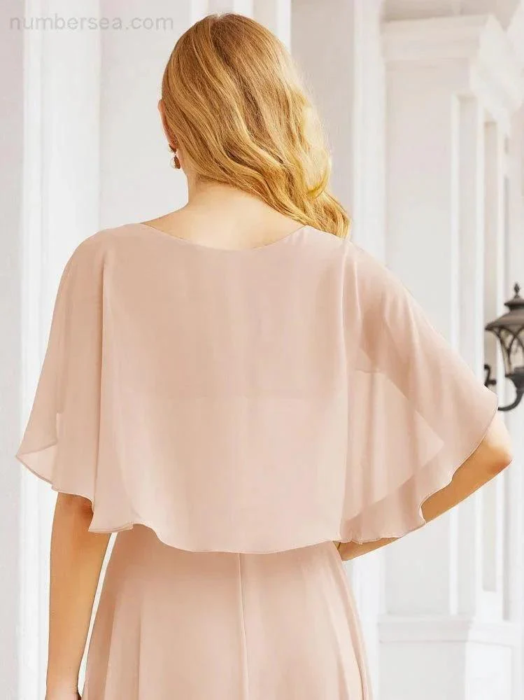 Numbersea Bridesmaid Dresses for Wedding Formal Evening Party Prom Gown with Cape 28050 - Image 23