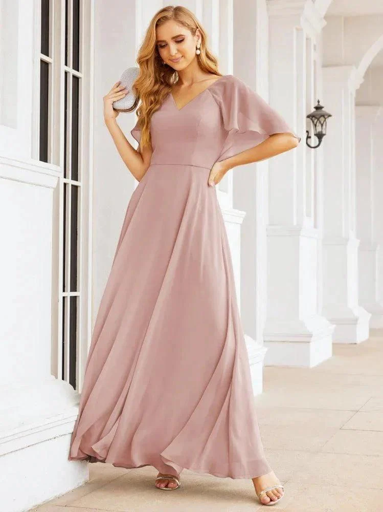 Numbersea Bridesmaid Dresses for Wedding Formal Evening Party Prom Gown with Cape 28050 - Image 25