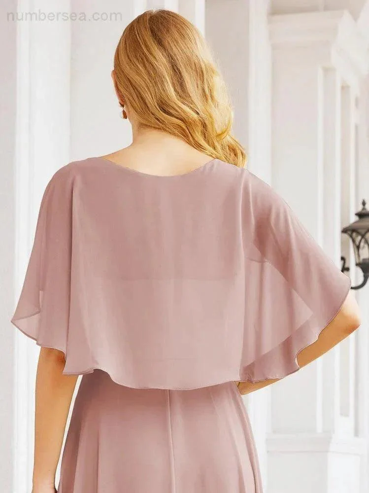 Numbersea Bridesmaid Dresses for Wedding Formal Evening Party Prom Gown with Cape 28050 - Image 26