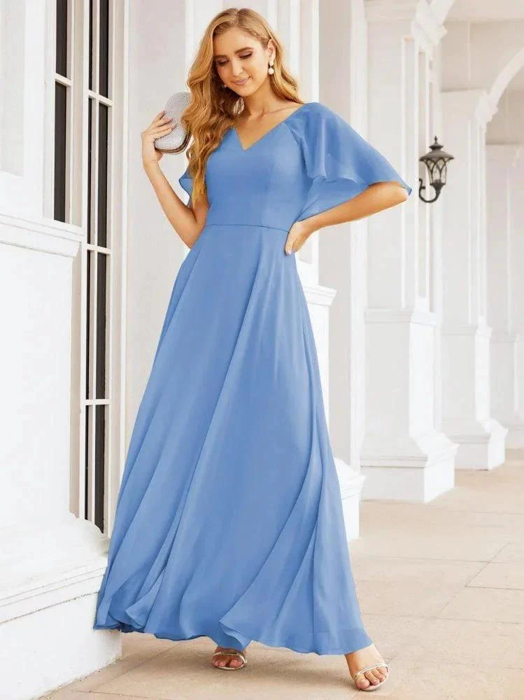 Numbersea Bridesmaid Dresses for Wedding Formal Evening Party Prom Gown with Cape 28050 - Image 28