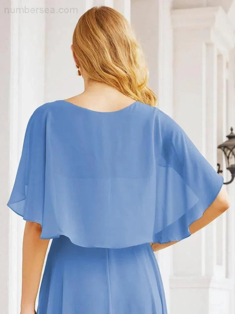 Numbersea Bridesmaid Dresses for Wedding Formal Evening Party Prom Gown with Cape 28050 - Image 29