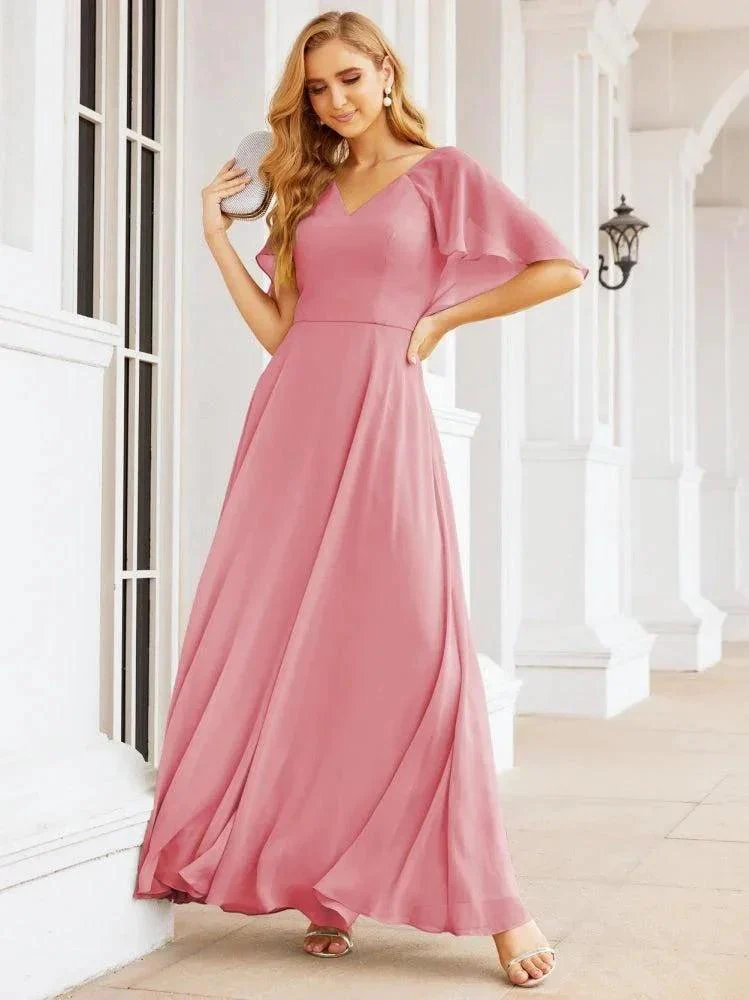 Numbersea Bridesmaid Dresses for Wedding Formal Evening Party Prom Gown with Cape 28050 - Image 31