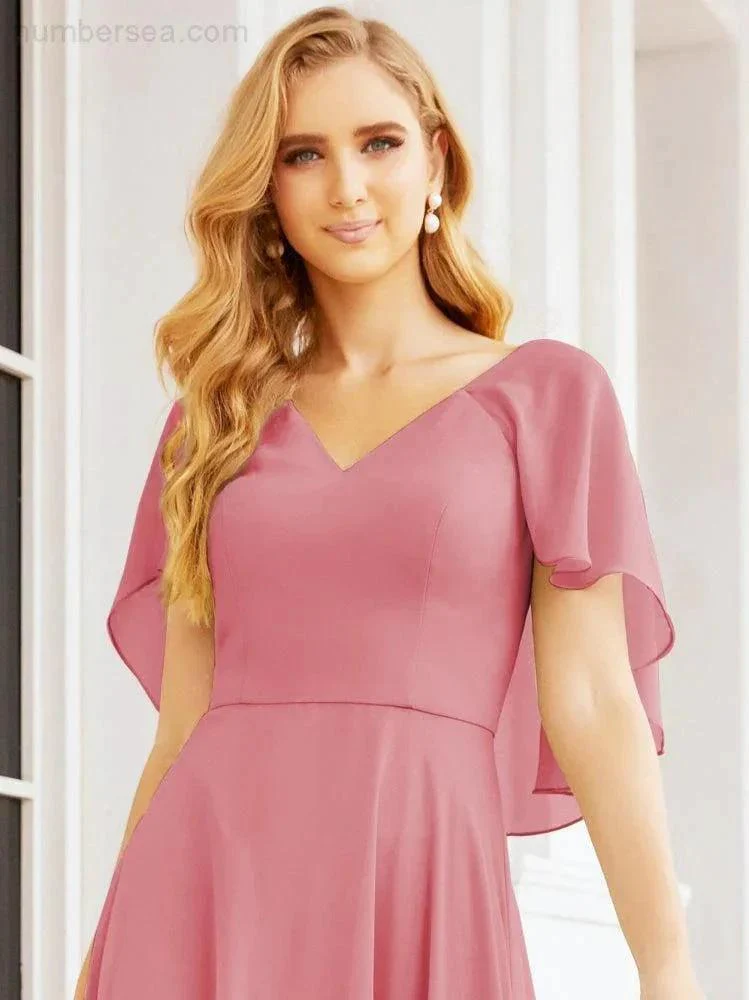 Numbersea Bridesmaid Dresses for Wedding Formal Evening Party Prom Gown with Cape 28050 - Image 33