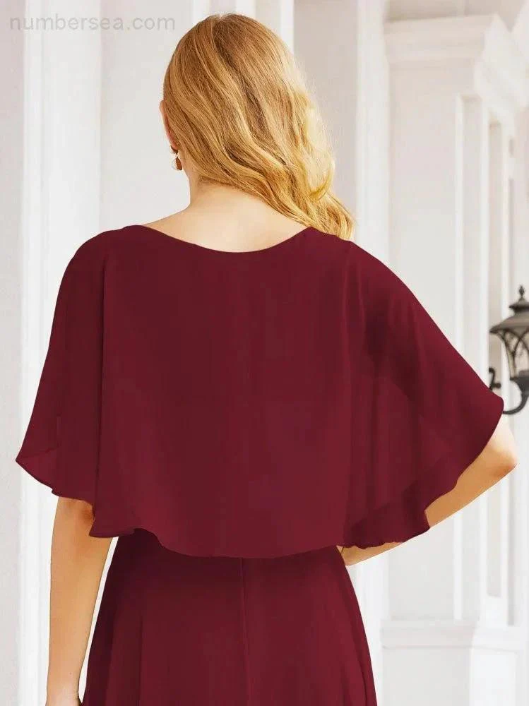 Numbersea Bridesmaid Dresses for Wedding Formal Evening Party Prom Gown with Cape 28050 - Image 35