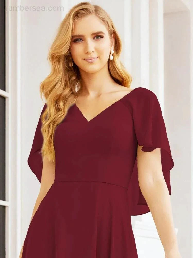 Numbersea Bridesmaid Dresses for Wedding Formal Evening Party Prom Gown with Cape 28050 - Image 36