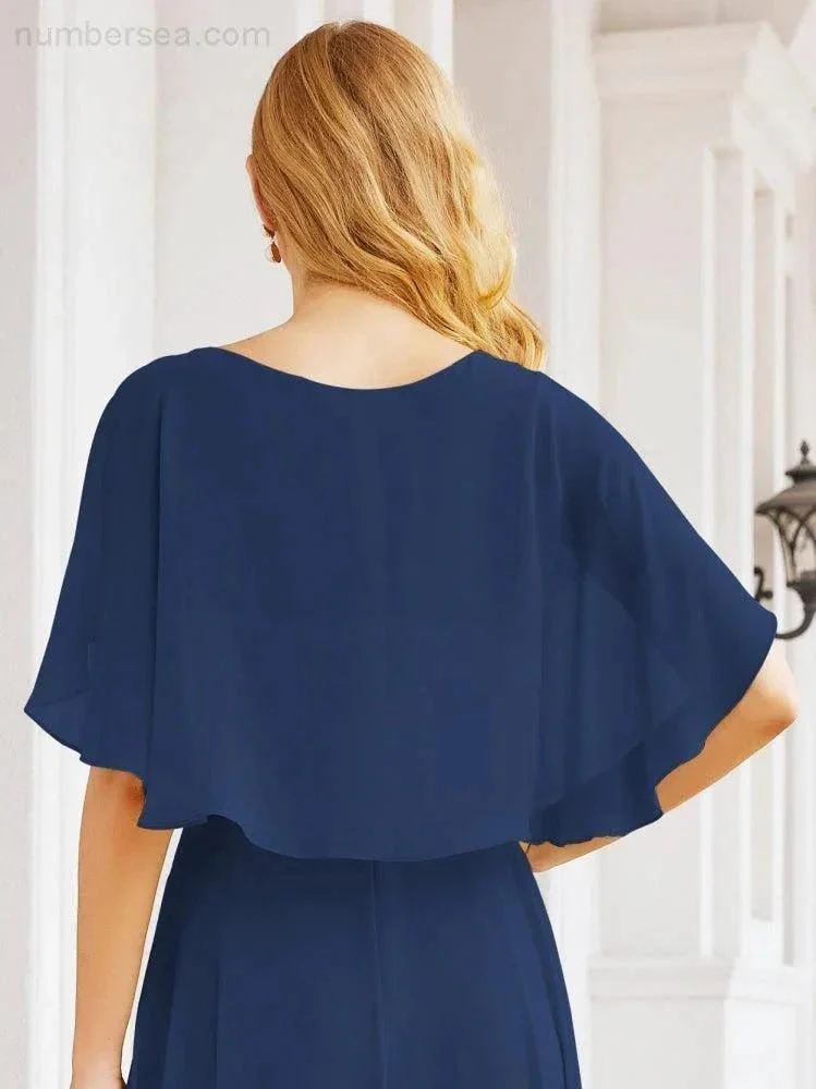 Numbersea Bridesmaid Dresses for Wedding Formal Evening Party Prom Gown with Cape 28050 - Image 38