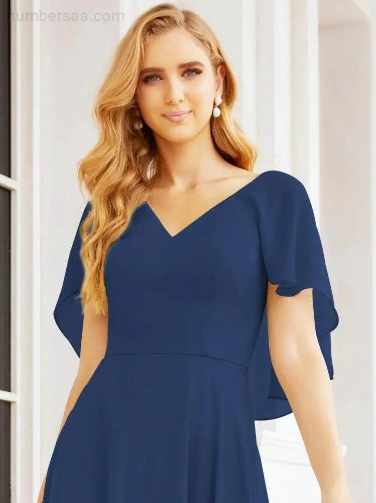 Numbersea Bridesmaid Dresses for Wedding Formal Evening Party Prom Gown with Cape 28050 - Image 39