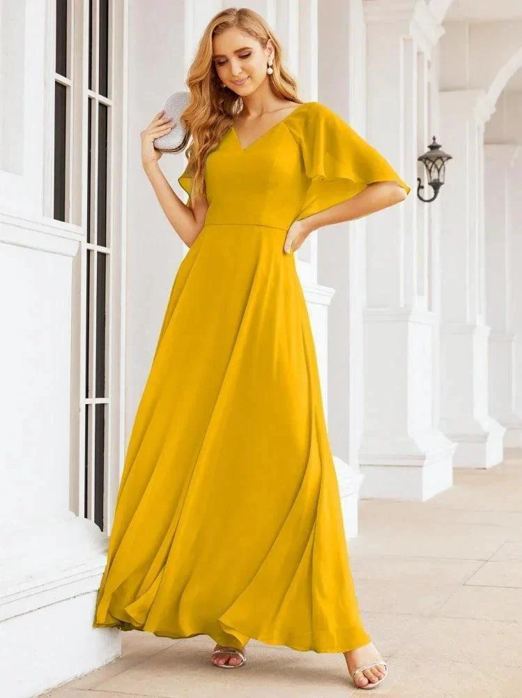Numbersea Bridesmaid Dresses for Wedding Formal Evening Party Prom Gown with Cape 28050 - Image 4