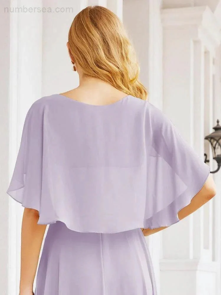 Numbersea Bridesmaid Dresses for Wedding Formal Evening Party Prom Gown with Cape 28050 - Image 41