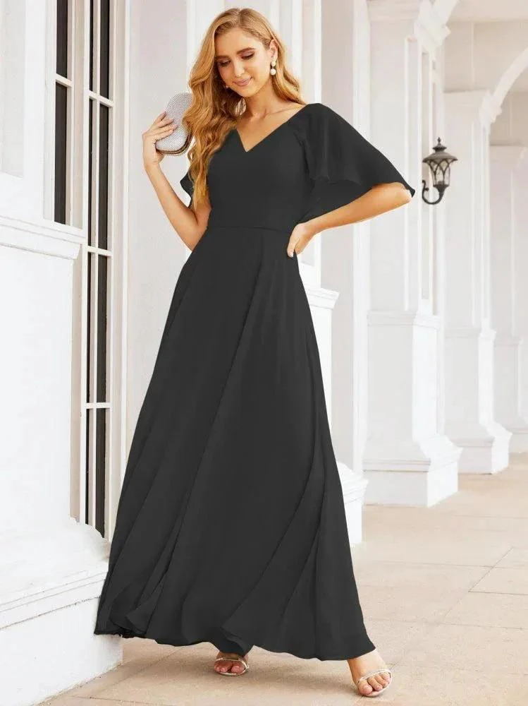 Numbersea Bridesmaid Dresses for Wedding Formal Evening Party Prom Gown with Cape 28050 - Image 43