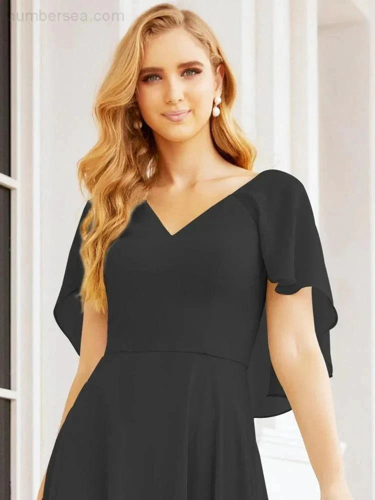 Numbersea Bridesmaid Dresses for Wedding Formal Evening Party Prom Gown with Cape 28050 - Image 45