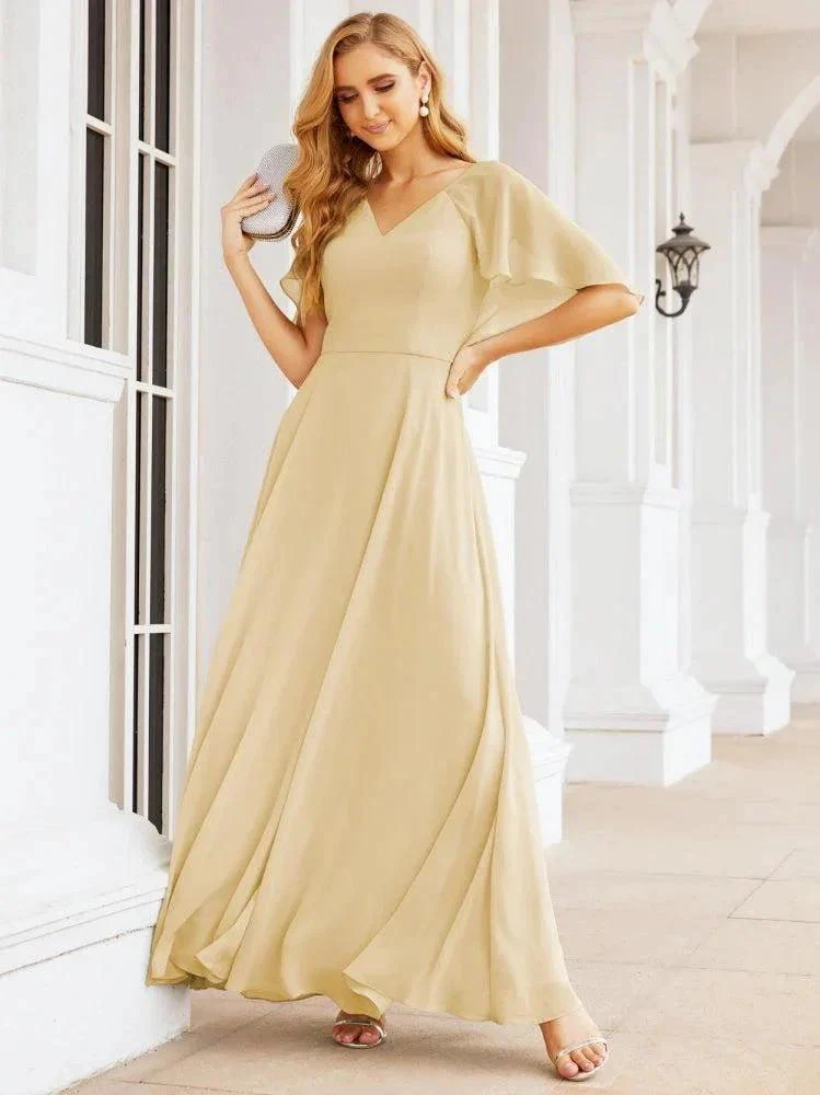 Numbersea Bridesmaid Dresses for Wedding Formal Evening Party Prom Gown with Cape 28050 - Image 46