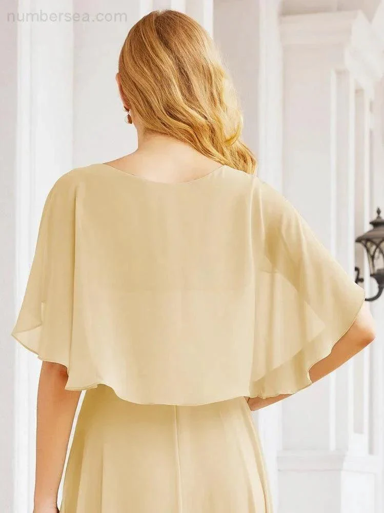 Numbersea Bridesmaid Dresses for Wedding Formal Evening Party Prom Gown with Cape 28050 - Image 47