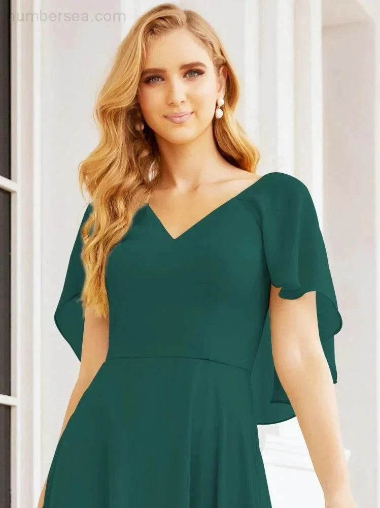 Numbersea Bridesmaid Dresses for Wedding Formal Evening Party Prom Gown with Cape 28050 - Image 51