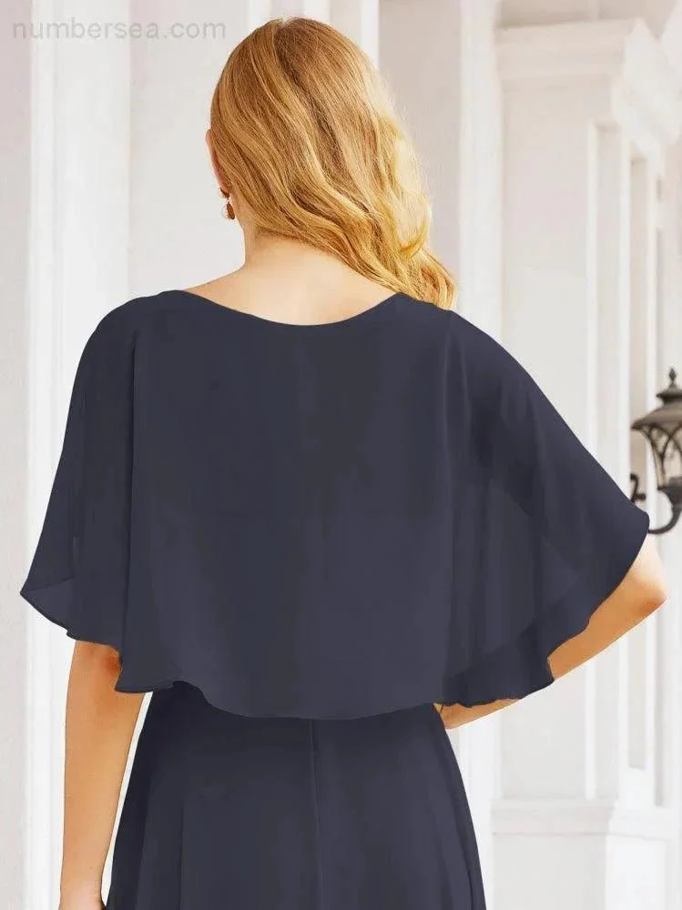 Numbersea Bridesmaid Dresses for Wedding Formal Evening Party Prom Gown with Cape 28050 - Image 53
