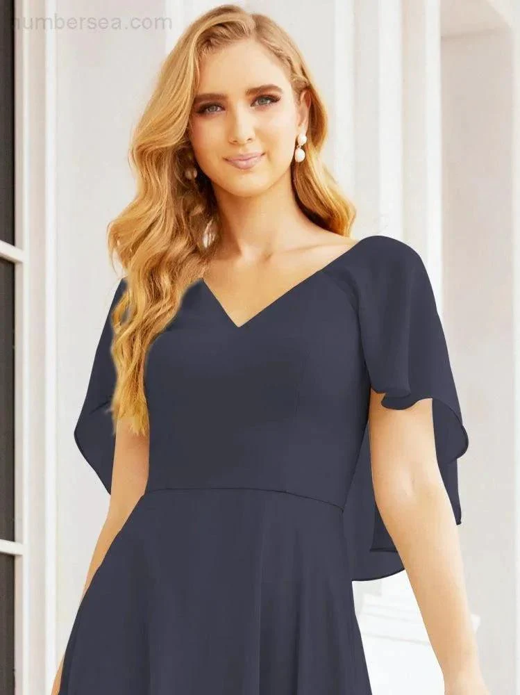 Numbersea Bridesmaid Dresses for Wedding Formal Evening Party Prom Gown with Cape 28050 - Image 54