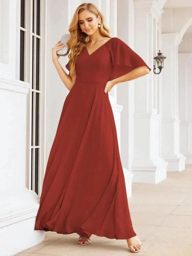 Numbersea Bridesmaid Dresses for Wedding Formal Evening Party Prom Gown with Cape 28050 - Image 55