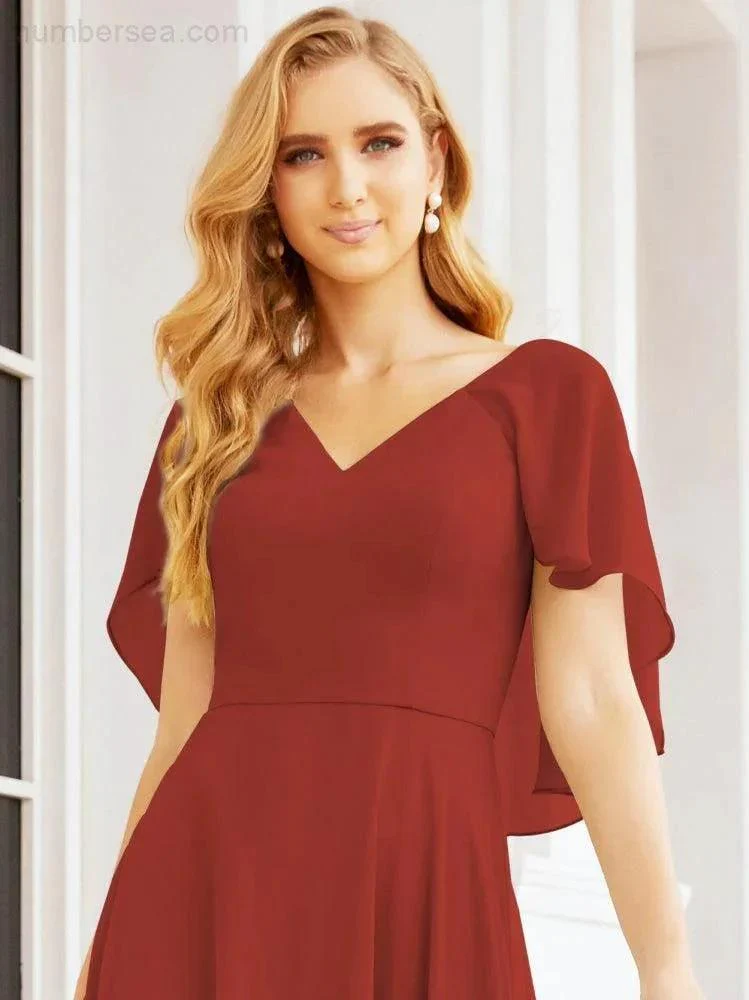 Numbersea Bridesmaid Dresses for Wedding Formal Evening Party Prom Gown with Cape 28050 - Image 57