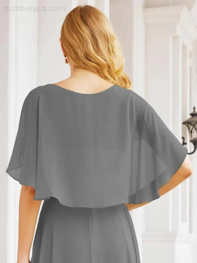 Numbersea Bridesmaid Dresses for Wedding Formal Evening Party Prom Gown with Cape 28050 - Image 59