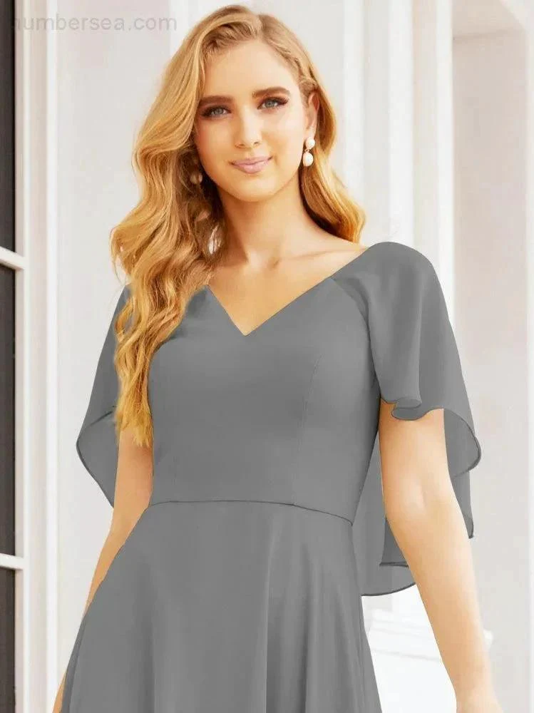 Numbersea Bridesmaid Dresses for Wedding Formal Evening Party Prom Gown with Cape 28050 - Image 60