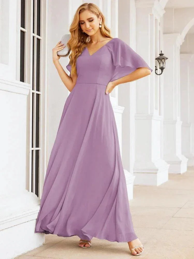 Numbersea Bridesmaid Dresses for Wedding Formal Evening Party Prom Gown with Cape 28050 - Image 61