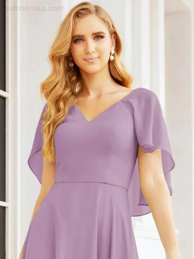 Numbersea Bridesmaid Dresses for Wedding Formal Evening Party Prom Gown with Cape 28050 - Image 63