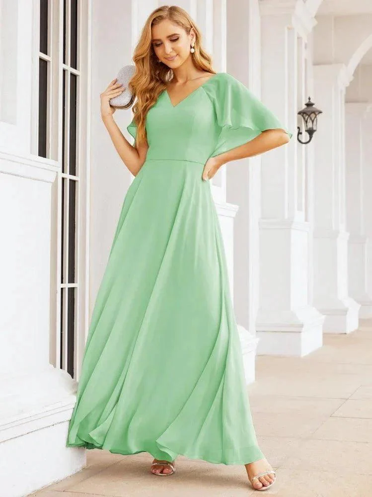 Numbersea Bridesmaid Dresses for Wedding Formal Evening Party Prom Gown with Cape 28050 - Image 64