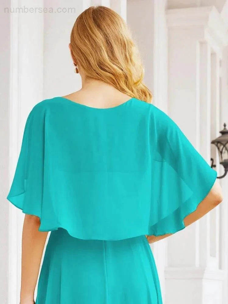 Numbersea Bridesmaid Dresses for Wedding Formal Evening Party Prom Gown with Cape 28050 - Image 68