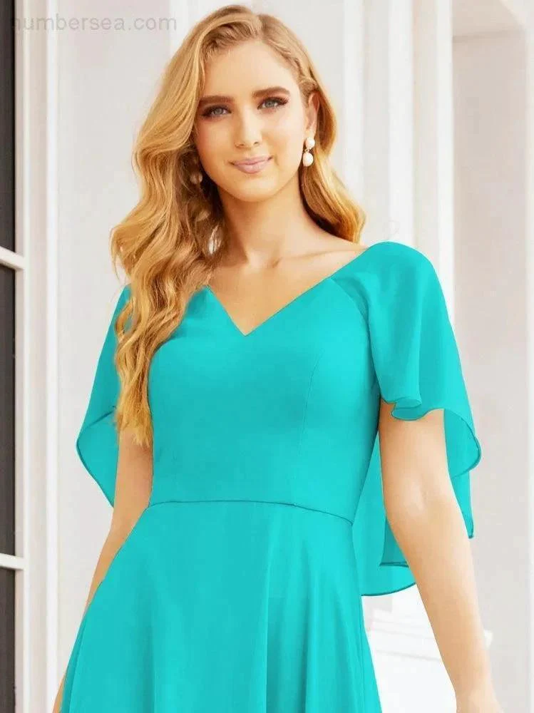 Numbersea Bridesmaid Dresses for Wedding Formal Evening Party Prom Gown with Cape 28050 - Image 69