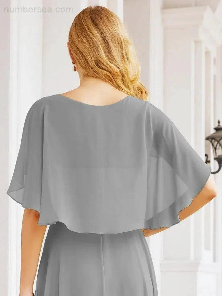 Numbersea Bridesmaid Dresses for Wedding Formal Evening Party Prom Gown with Cape 28050 - Image 74
