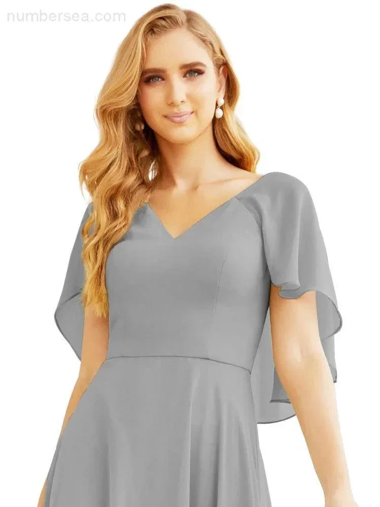Numbersea Bridesmaid Dresses for Wedding Formal Evening Party Prom Gown with Cape 28050 - Image 75