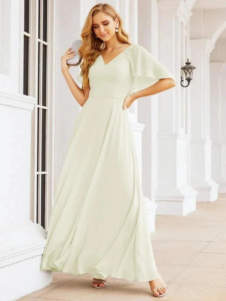 Numbersea Bridesmaid Dresses for Wedding Formal Evening Party Prom Gown with Cape 28050 - Image 76
