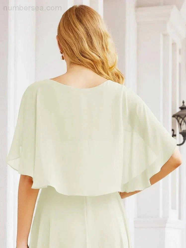 Numbersea Bridesmaid Dresses for Wedding Formal Evening Party Prom Gown with Cape 28050 - Image 77