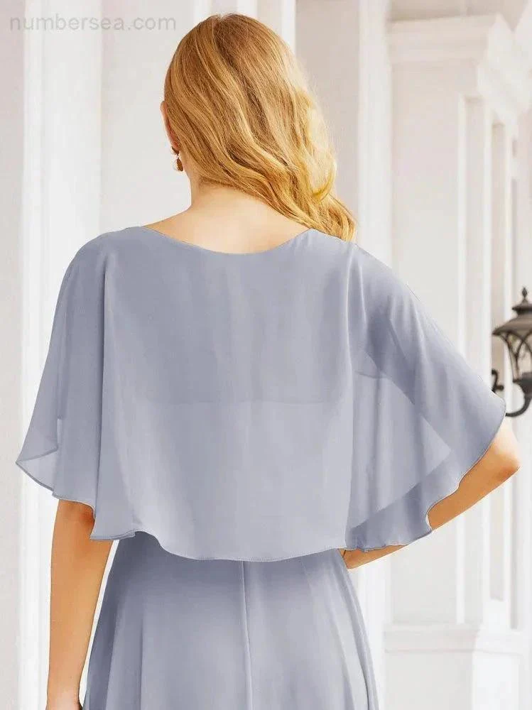 Numbersea Bridesmaid Dresses for Wedding Formal Evening Party Prom Gown with Cape 28050 - Image 8