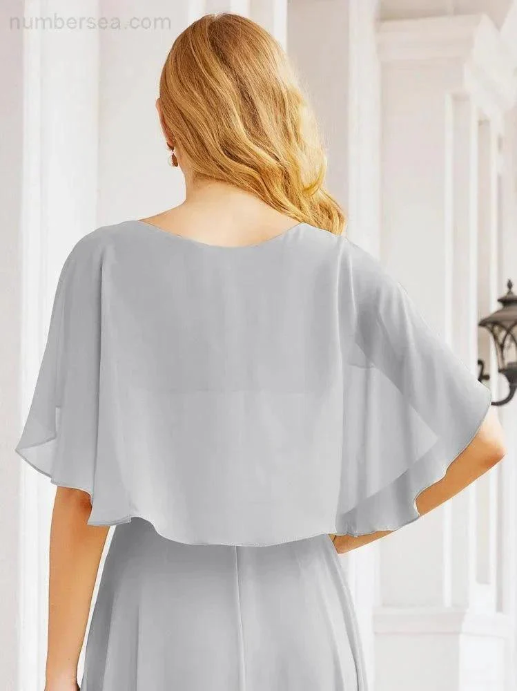 Numbersea Bridesmaid Dresses for Wedding Formal Evening Party Prom Gown with Cape 28050 - Image 80