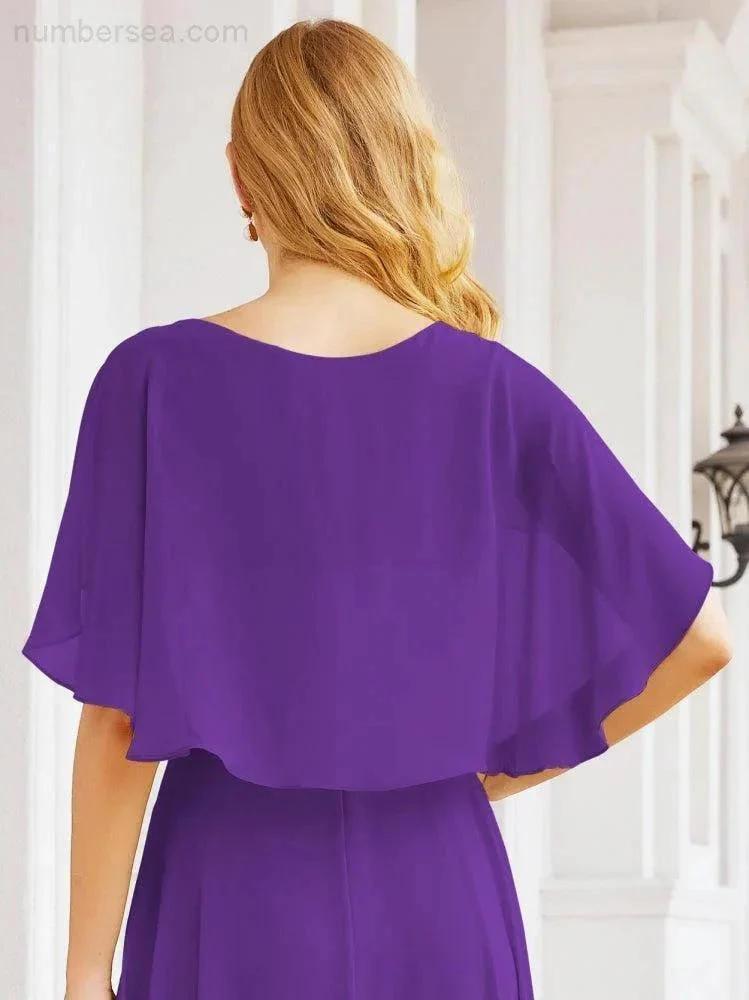 Numbersea Bridesmaid Dresses for Wedding Formal Evening Party Prom Gown with Cape 28050 - Image 83