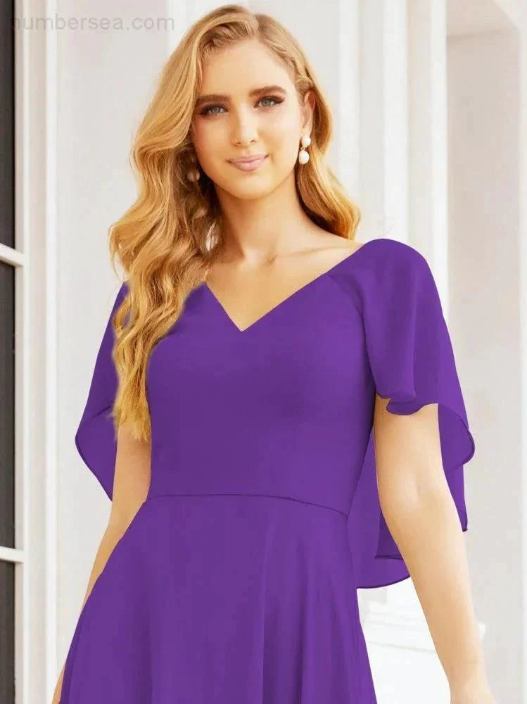 Numbersea Bridesmaid Dresses for Wedding Formal Evening Party Prom Gown with Cape 28050 - Image 84