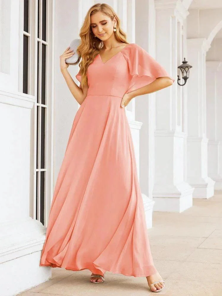Numbersea Bridesmaid Dresses for Wedding Formal Evening Party Prom Gown with Cape 28050 - Image 85