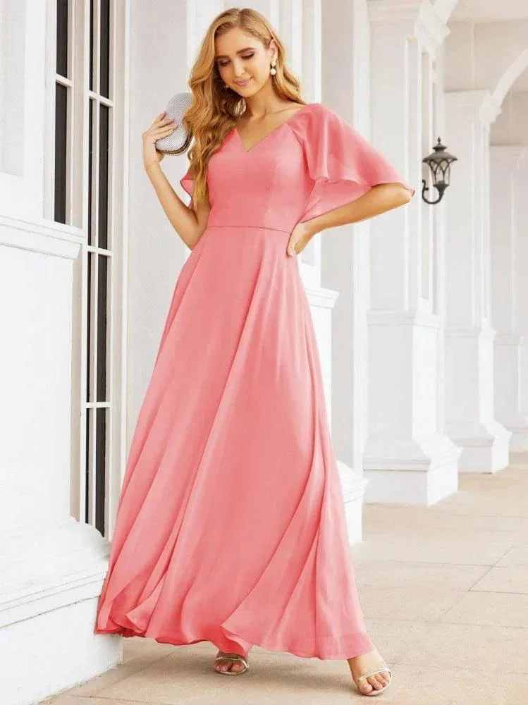 Numbersea Bridesmaid Dresses for Wedding Formal Evening Party Prom Gown with Cape 28050 - Image 88