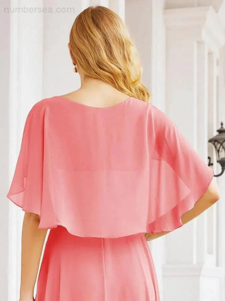 Numbersea Bridesmaid Dresses for Wedding Formal Evening Party Prom Gown with Cape 28050 - Image 89