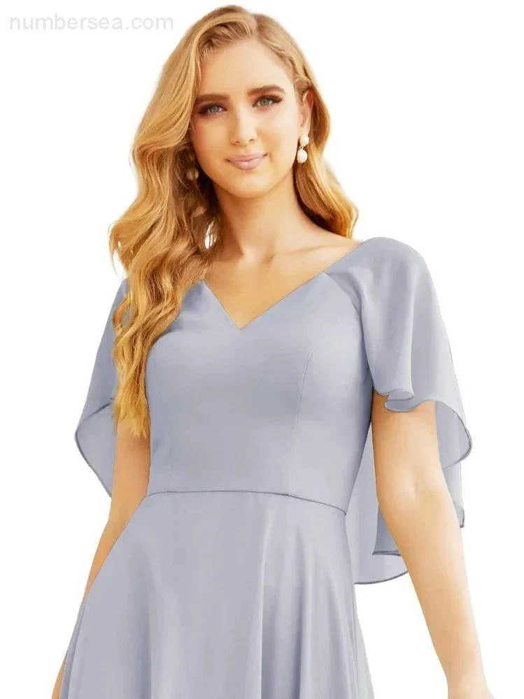 Numbersea Bridesmaid Dresses for Wedding Formal Evening Party Prom Gown with Cape 28050 - Image 9