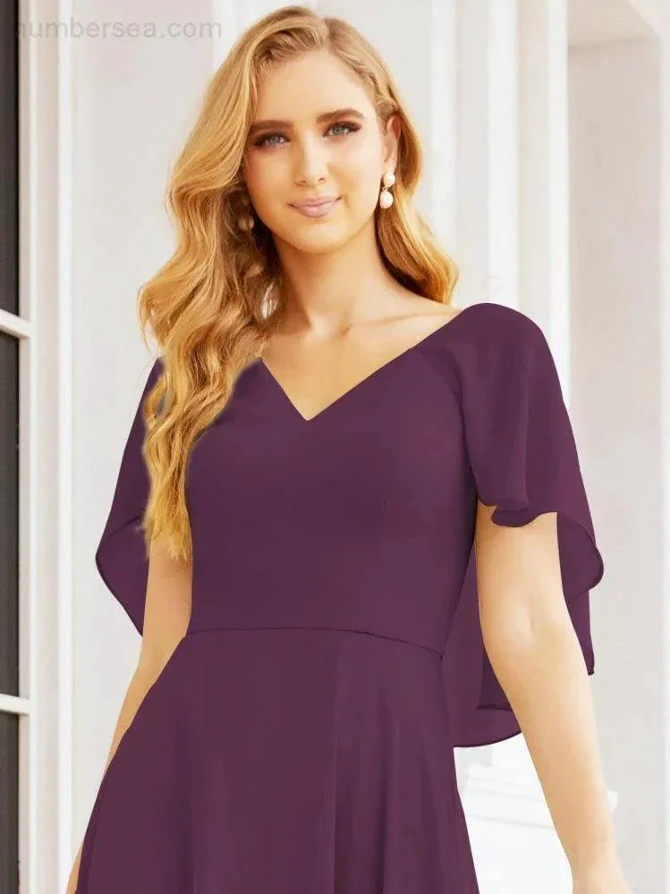 Numbersea Bridesmaid Dresses for Wedding Formal Evening Party Prom Gown with Cape 28050 - Image 93