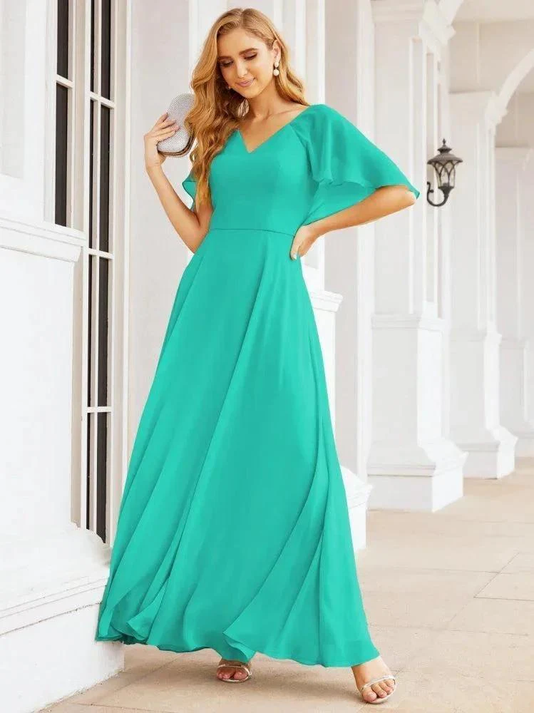 Numbersea Bridesmaid Dresses for Wedding Formal Evening Party Prom Gown with Cape 28050 - Image 94