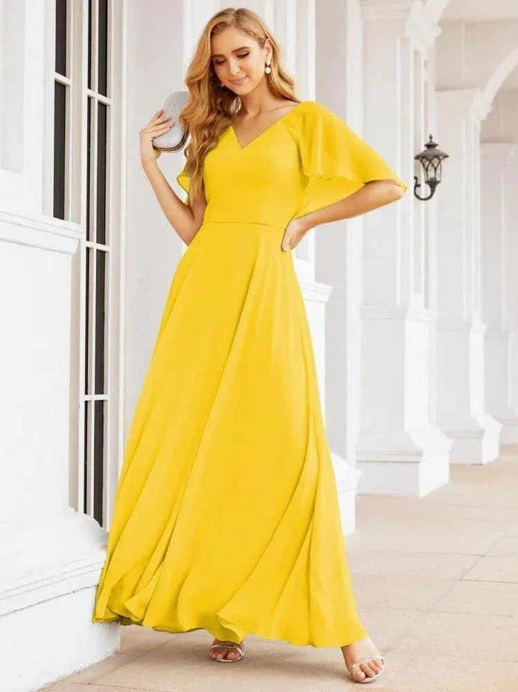 Numbersea Bridesmaid Dresses for Wedding Formal Evening Party Prom Gown with Cape 28050 - Image 97
