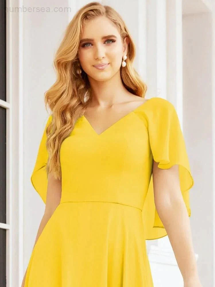 Numbersea Bridesmaid Dresses for Wedding Formal Evening Party Prom Gown with Cape 28050 - Image 99