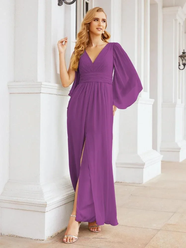 Numbersea Bridesmaid Dresses with Split for Wedding Party Flutter Sleeves 28045 - Image 106