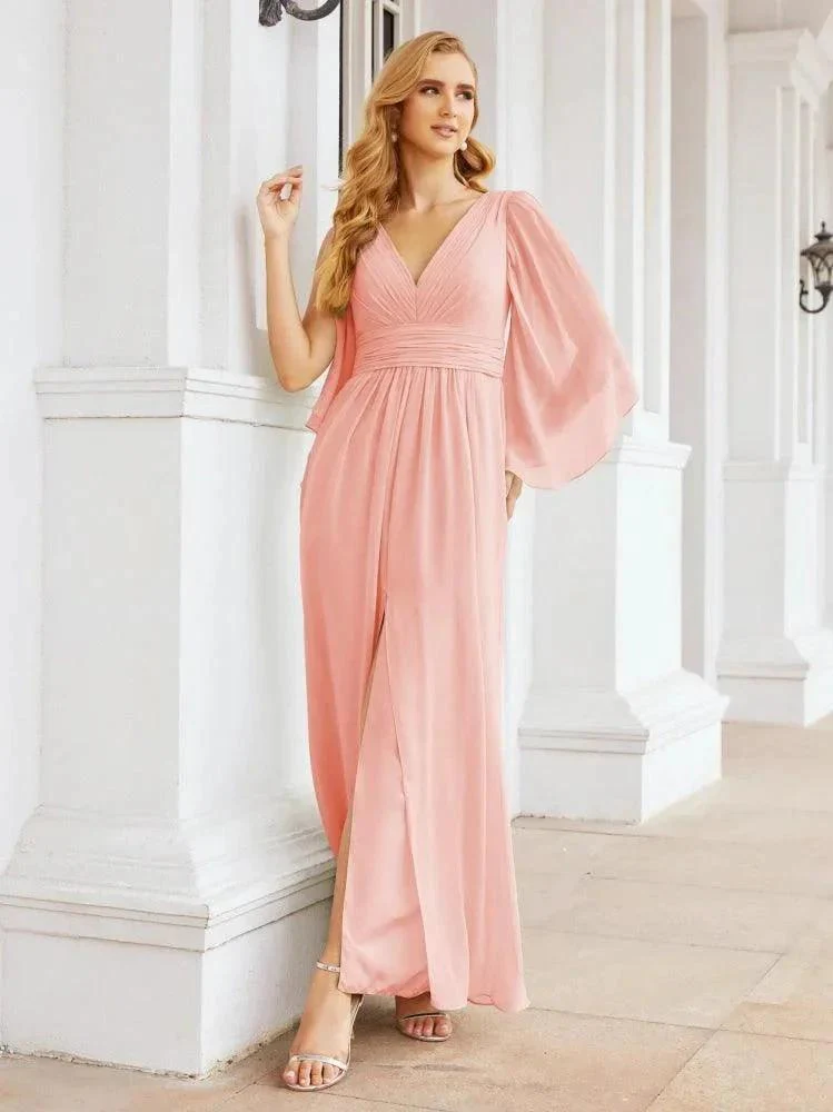 Numbersea Bridesmaid Dresses with Split for Wedding Party Flutter Sleeves 28045 - Image 118