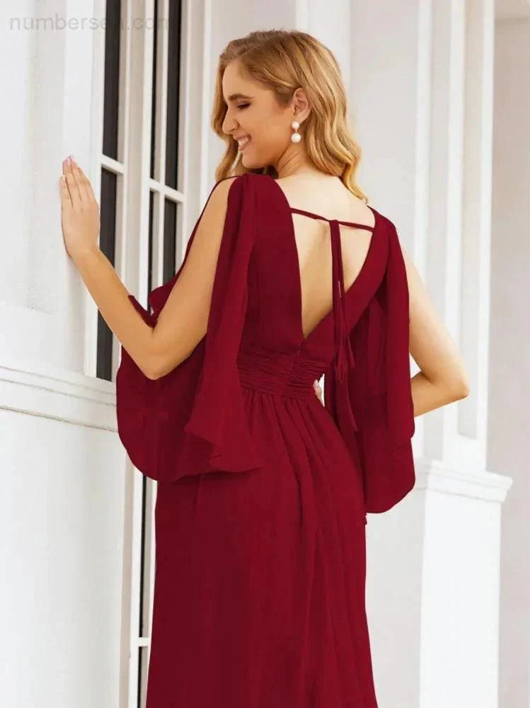 Numbersea Bridesmaid Dresses with Split for Wedding Party Flutter Sleeves 28045 - Image 122